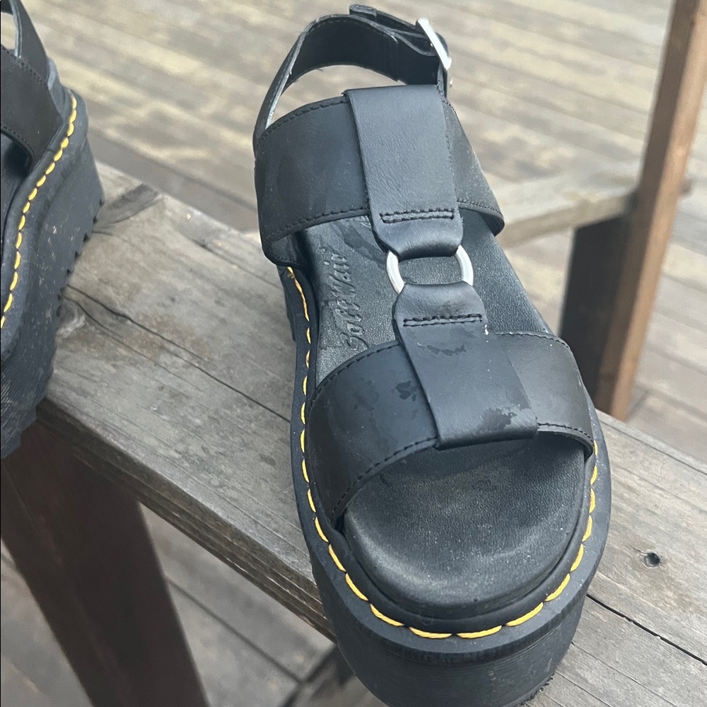 Dr. Martens Platform Sandals Francis Leather Strap Retro Women's 7. B & W - Picture 4 of 10